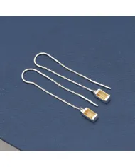 Citrine Thread Earrings - 925 Sterling Silver Handmade Jewelry