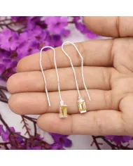 Citrine Thread Earrings - 925 Sterling Silver Handmade Jewelry