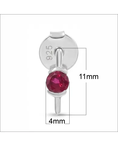 Ruby Stud Earrings - 925 Sterling Silver Jewelry Gift for her