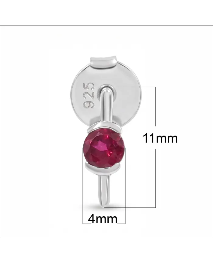 Ruby Stud Earrings - 925 Sterling Silver Jewelry Gift for her