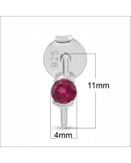 Ruby Stud Earrings - 925 Sterling Silver Jewelry Gift for her