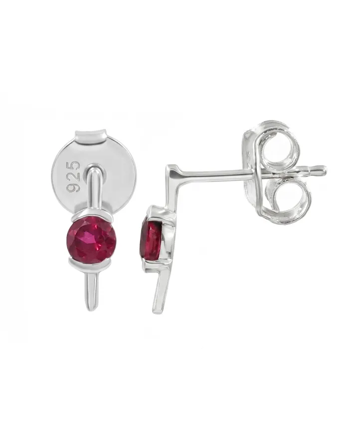 Ruby Stud Earrings - 925 Sterling Silver Jewelry Gift for her