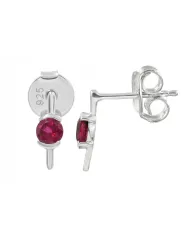 18K Gold Plated Ruby Stud Earrings - Handmade Gift for Women