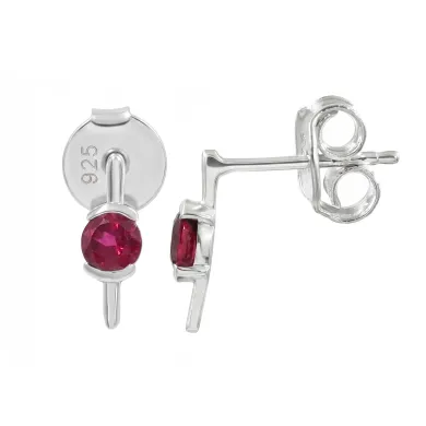 Ruby Stud Earrings - 925 Sterling Silver Jewelry Gift for her