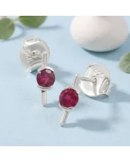 Ruby Stud Earrings - 925 Sterling Silver Jewelry Gift for her