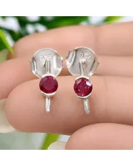 Ruby Stud Earrings - 925 Sterling Silver Jewelry Gift for her