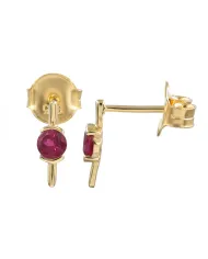 18K Gold Plated Ruby Stud Earrings - Handmade Gift for Women