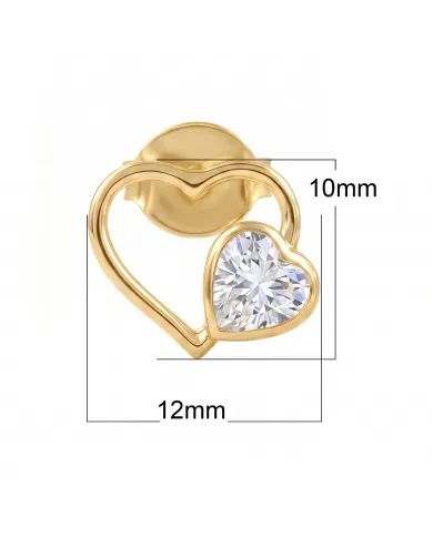 18K Gold Plated Swarovski Crystal Heart Stud Earrings | Unique Jewelry