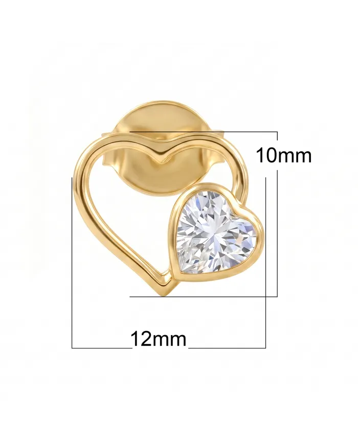 18K Gold Plated Swarovski Crystal Heart Stud Earrings | Unique Jewelry