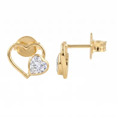 18K Gold Plated Swarovski Crystal Heart Stud Earrings | Unique Jewelry