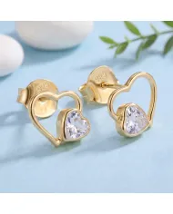 18K Gold Plated Swarovski Crystal Heart Stud Earrings | Unique Jewelry