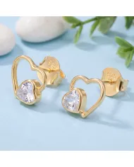 18K Gold Plated Swarovski Crystal Heart Stud Earrings | Unique Jewelry