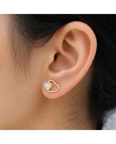 18K Gold Plated Swarovski Crystal Heart Stud Earrings | Unique Jewelry