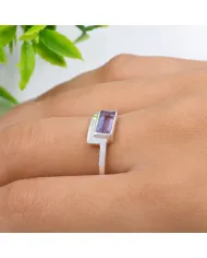 Natural Amethyst Ring - 925 Sterling Silver Handmade Jewelry for Her