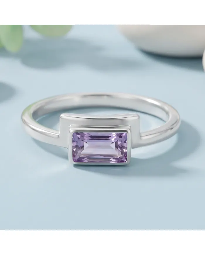 Natural Amethyst Ring - 925 Sterling Silver Handmade Jewelry for Her
