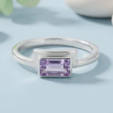 Natural Amethyst Ring - 925 Sterling Silver Handmade Jewelry for Her