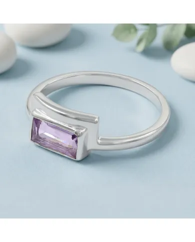 Natural Amethyst Ring - 925 Sterling Silver Handmade Jewelry for Her