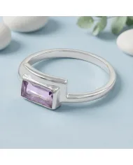 Natural Amethyst Ring - 925 Sterling Silver Handmade Jewelry for Her