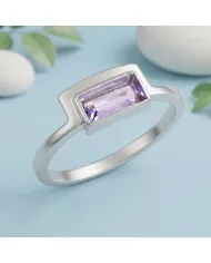 Natural Amethyst Ring - 925 Sterling Silver Handmade Jewelry for Her