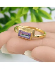 18K Gold Plated Amethyst Ring | Handmade Gemstone Jewelry for Her