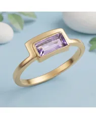 18K Gold Plated Amethyst Ring | Handmade Gemstone Jewelry for Her