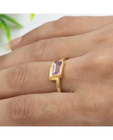 18K Gold Plated Amethyst Ring | Handmade Gemstone Jewelry for Her