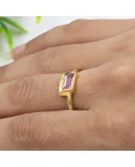 18K Gold Plated Amethyst Ring | Handmade Gemstone Jewelry for Her