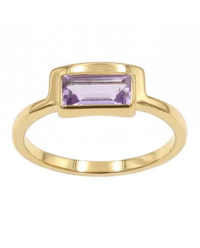 18K Gold Plated Amethyst Ring | Handmade Gemstone Jewelry for Her
