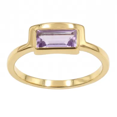 18K Gold Plated Amethyst Ring | Handmade Gemstone Jewelry for Her