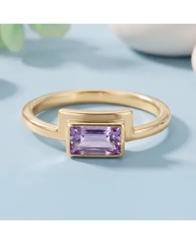 18K Gold Plated Amethyst Ring | Handmade Gemstone Jewelry for Her