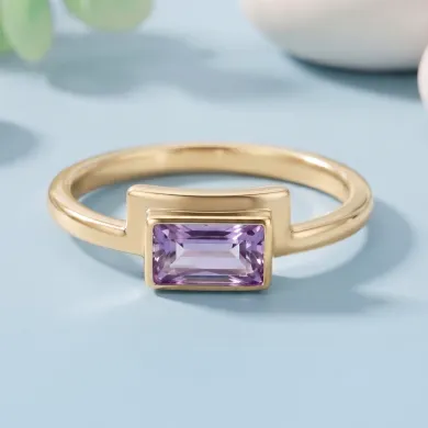 18K Gold Plated Amethyst Ring | Handmade Gemstone Jewelry for Her