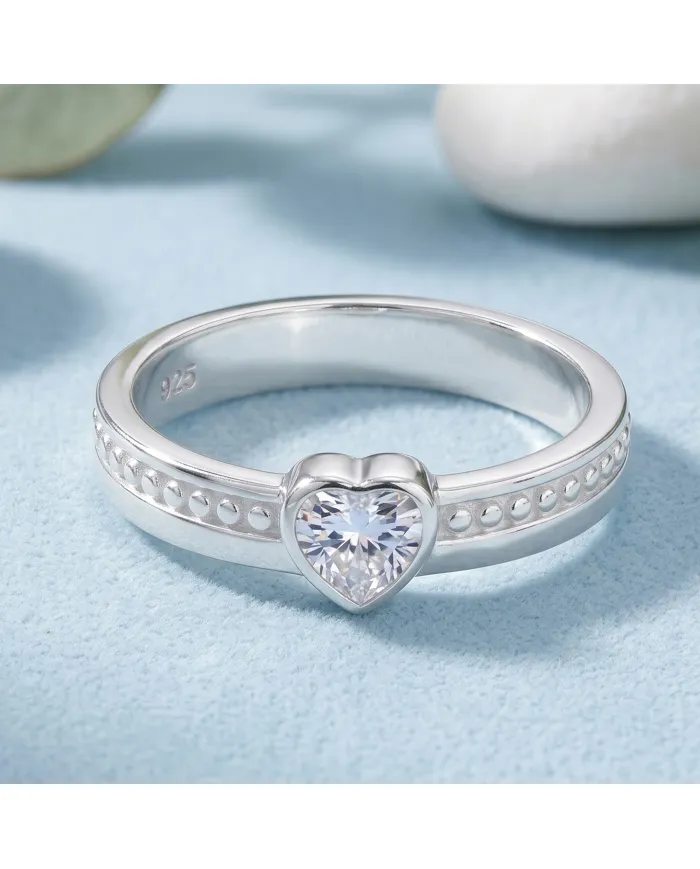 Swarovski Crystal Heart Ring - 925 Sterling Silver Women's Jewelry