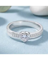 Swarovski Crystal Heart Ring - 925 Sterling Silver Women's Jewelry