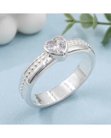 Swarovski Crystal Heart Ring - 925 Sterling Silver Women's Jewelry