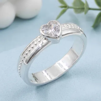 Swarovski Crystal Heart Ring - 925 Sterling Silver Women's Jewelry