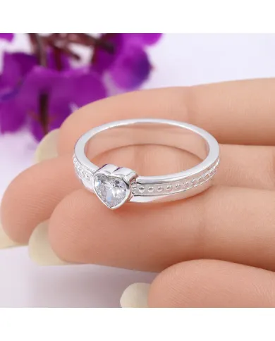Swarovski Crystal Heart Ring - 925 Sterling Silver Women's Jewelry