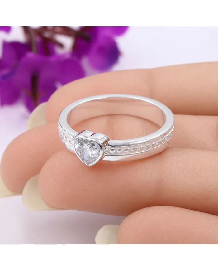 Swarovski Crystal Heart Ring - 925 Sterling Silver Women's Jewelry