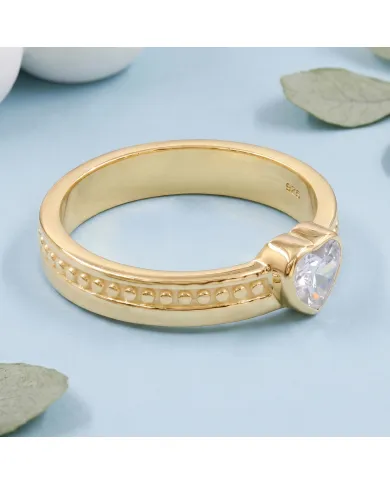 18K Gold Plated Swarovski Crystal Heart Ring Handmade Jewelry for Women