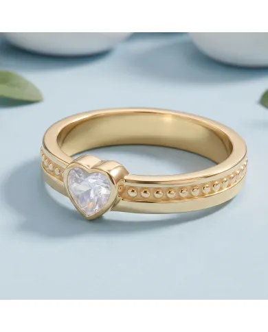 18K Gold Plated Swarovski Crystal Heart Ring Handmade Jewelry for Women