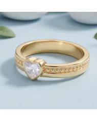 18K Gold Plated Swarovski Crystal Heart Ring Handmade Jewelry for Women