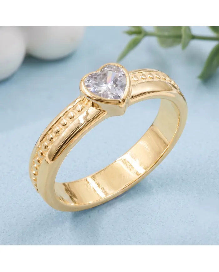 18K Gold Plated Swarovski Crystal Heart Ring Handmade Jewelry for Women