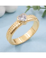 18K Gold Plated Swarovski Crystal Heart Ring Handmade Jewelry for Women