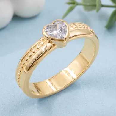 18K Gold Plated Swarovski Crystal Heart Ring Handmade Jewelry for Women