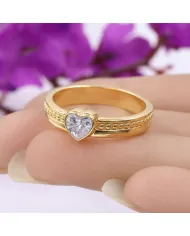 18K Gold Plated Swarovski Crystal Heart Ring Handmade Jewelry for Women