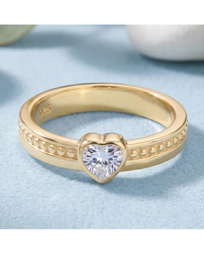 18K Gold Plated Swarovski Crystal Heart Ring Handmade Jewelry for Women