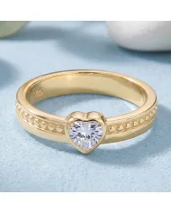 18K Gold Plated Swarovski Crystal Heart Ring Handmade Jewelry for Women