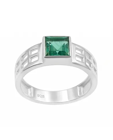 Emerald Solitaire Ring - 925 Sterling Silver Handmade May Birthstone