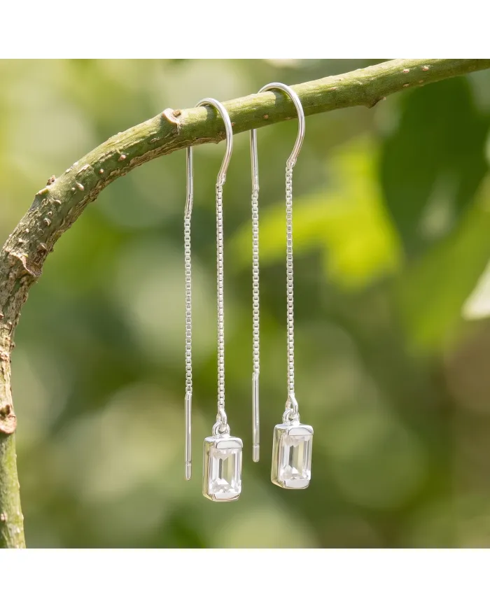 Swarovski Crystal Threader Earrings – 925 Sterling Silver Drop Earrings