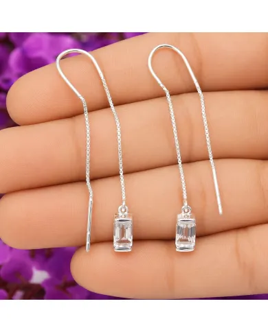 Swarovski Crystal Threader Earrings – 925 Sterling Silver Drop Earrings