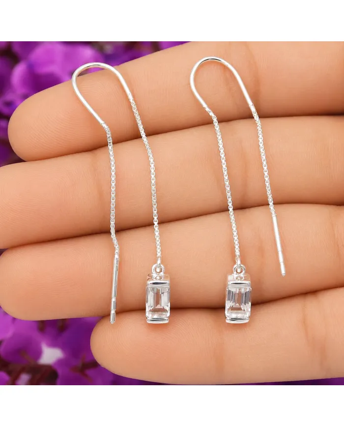 Swarovski Crystal Threader Earrings – 925 Sterling Silver Drop Earrings